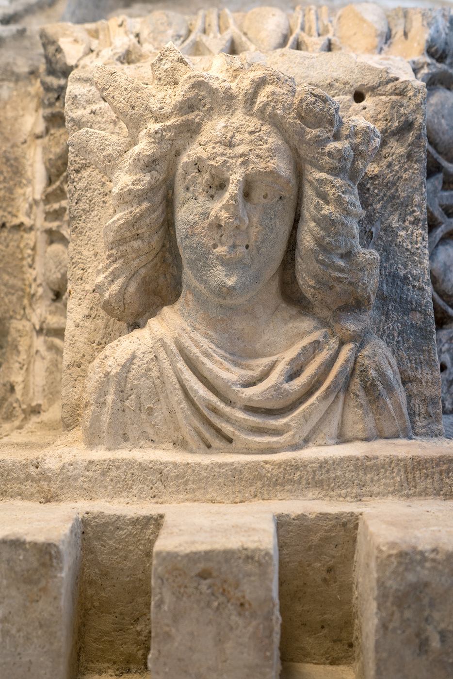 Ancient stone relief inside Roman Heritage Apartment in Split